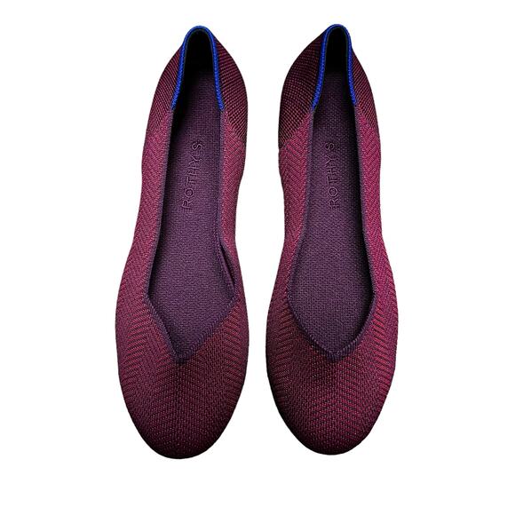 Rothy’s The Flat Burgundy Plum Chevron Women’s Size 10 - Picture 1 of 8